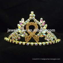 Chaude vente tiare personnalisé plaqué or rhinestone pageant couronne